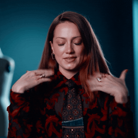 Woman taking a nervous deep breath