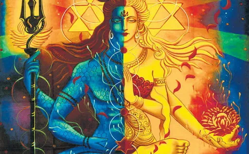 Shiva and Shakti in union representing balanced inner masculine and feminine energies